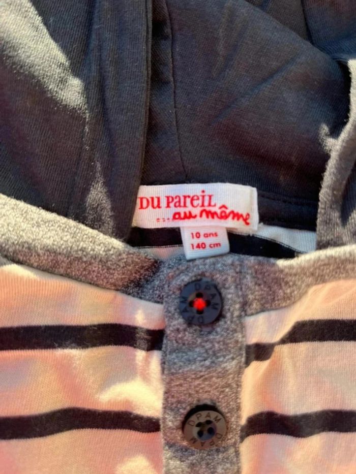 Sous pull à capuche style marin DPAM 10 ans - photo numéro 3
