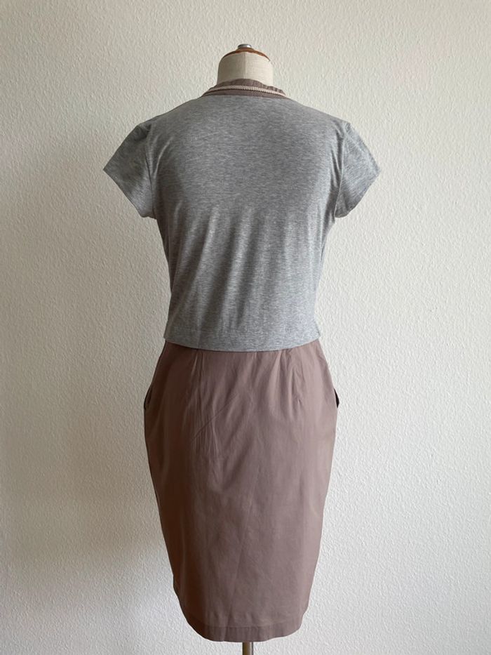 Robe bi-matière taupe Fabiana Filippi - photo numéro 6