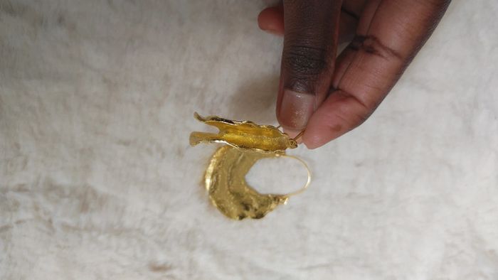 Boucle d'oreille fulani créole peulh peuls en métal doré subsaharienne Afrique - photo numéro 6