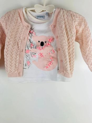 Ensemble fille gilet + t-shirt manche courte ikks 6 mois