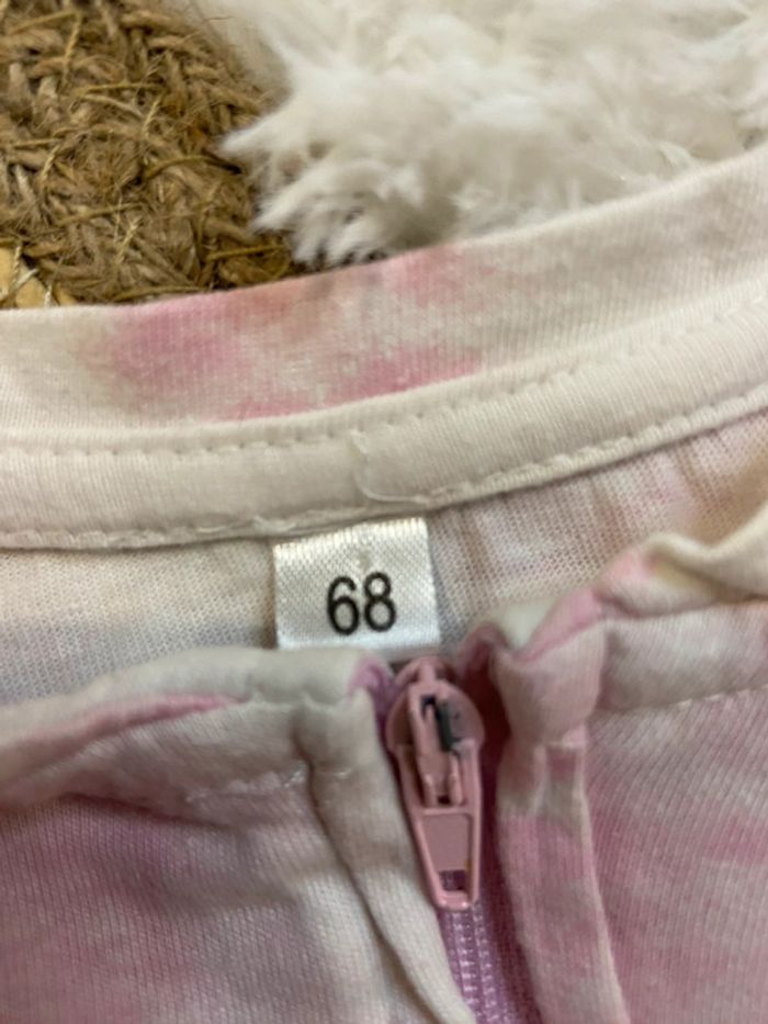 Pyjama fille rose blanc ouverture avant zip - photo numéro 2