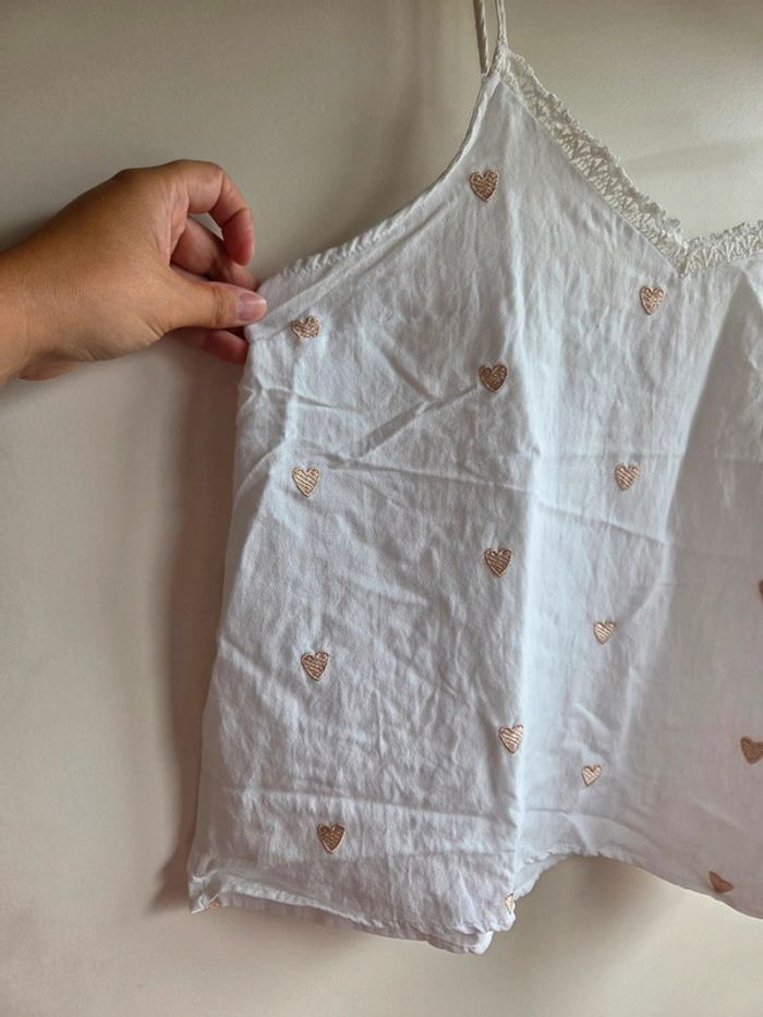 Débardeur blanc à coeurs dorés - Melya Melody paris taille L - photo numéro 3