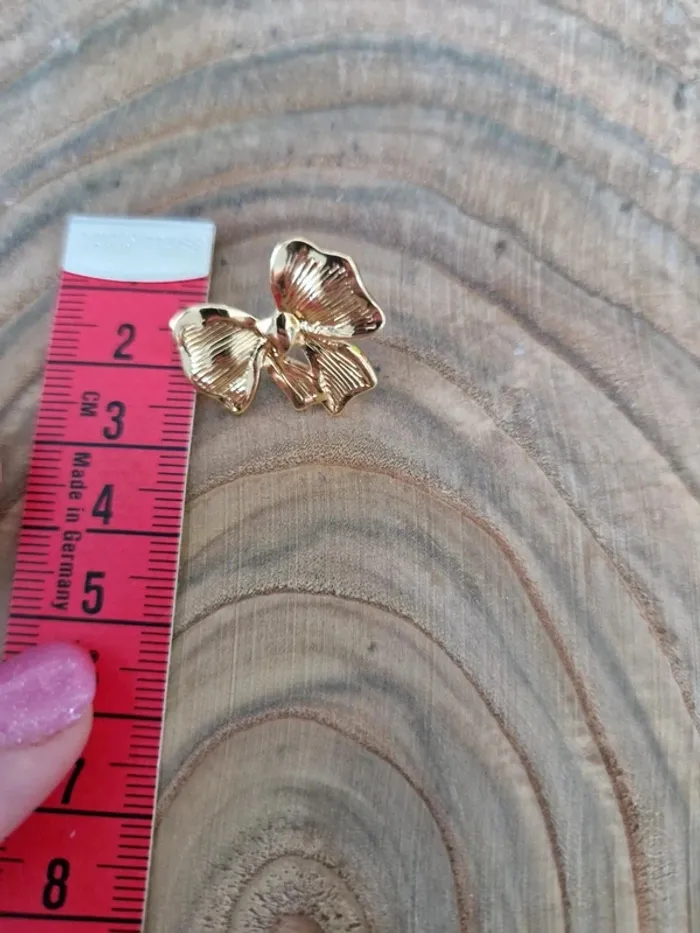 Boucles d'oreilles fantaisies noeud dorés - photo numéro 2