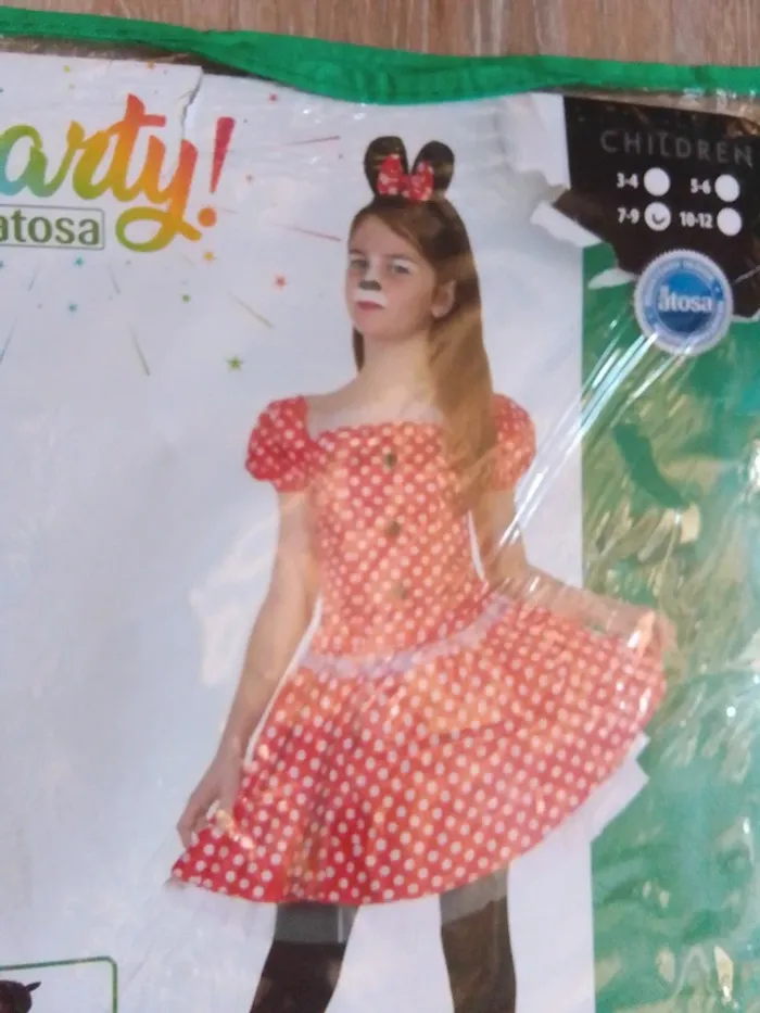 Déguisement fille 7 9 ans souris minnie année folle pois rouge blanc - photo numéro 12