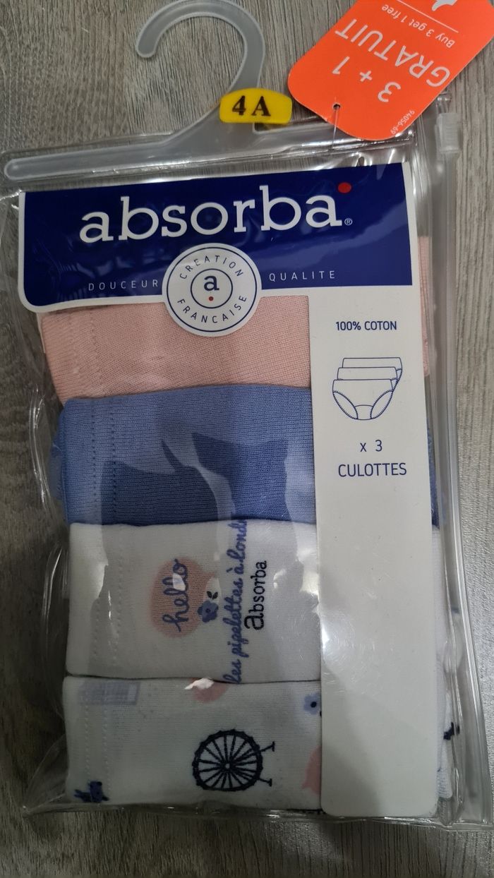 Pack de 4 Culottes ABSORBA 4 Ans.