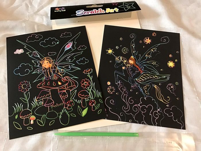 2 scratch Art a gratter 2 dessins a découvrir avec Stylet de grattage