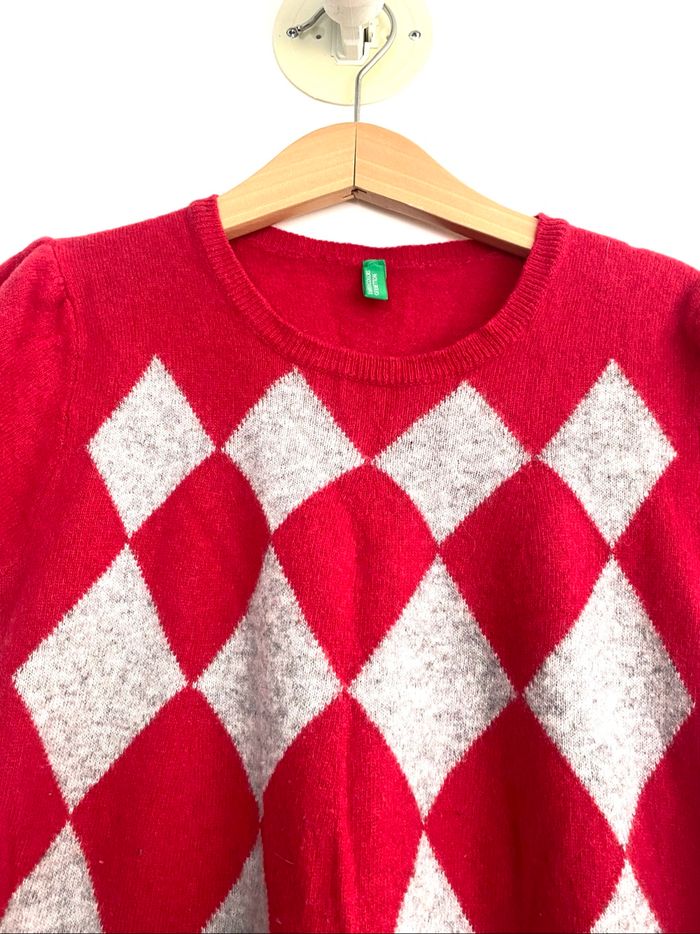 Robe rouge avec losanges gris «  united coloris of Benneton » 8/9 ans - photo numéro 3