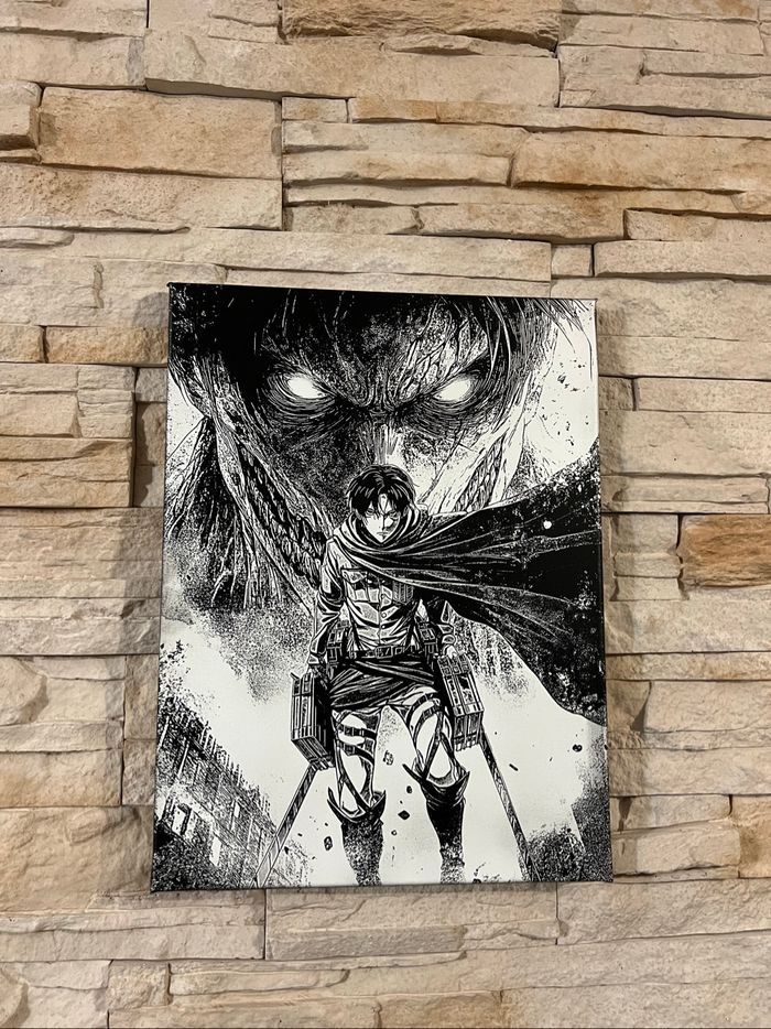 Tableau L’Attaque des Titans en toile 30x40cm – Levi face au Titan Assaillant - photo numéro 4