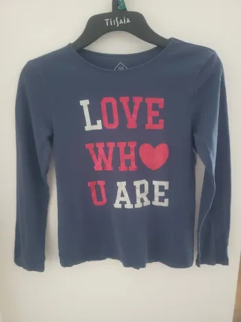 T-shirt à manches longues Love much you are bleu marine Tex Taille 8 ans