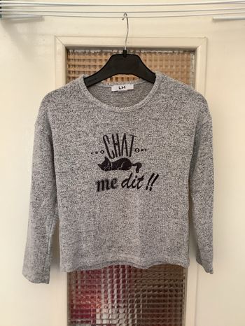 Pull fin LH gris chat 5 ans