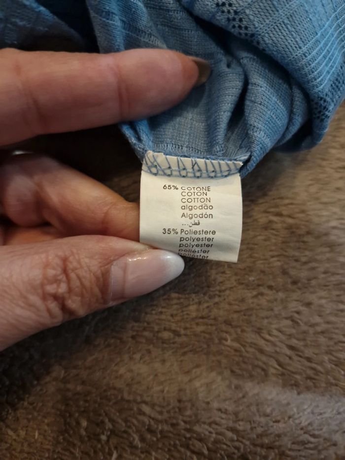 Chemise manche courte bleu à liseré - photo numéro 6