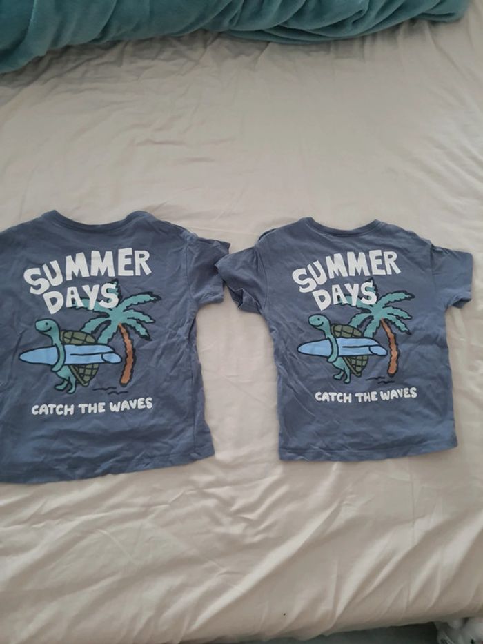 Lot 2 t shirt coton été bébé enfant garçon 92cm 1an et demi à 2ans h&m - photo numéro 2