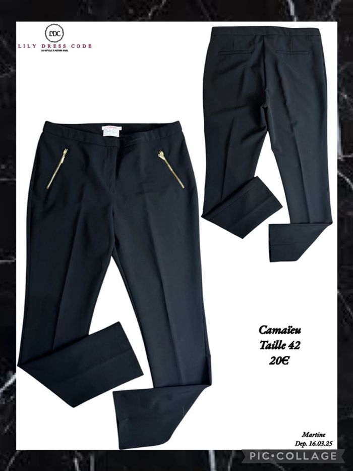 🖤 Pantalon noir à zips dorés – Camaïeu – Taille 42 NEW 🖤