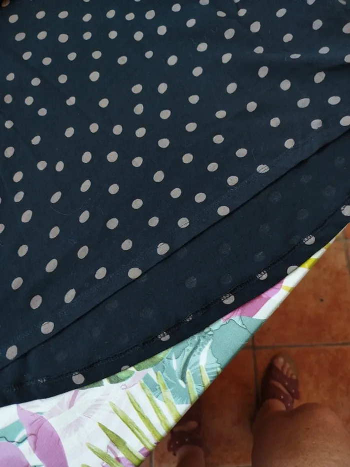 #tee shirt#noir#pois beige - photo numéro 3