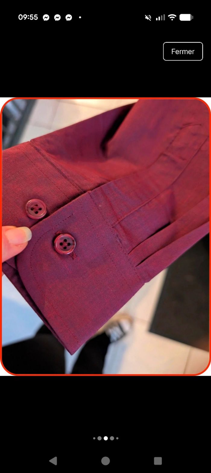 Chemise Laurent Cerrer - Bordeaux - T4 (XL) comme neuve - photo numéro 3