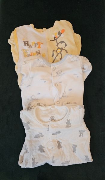 Lot de 3 grenouilleres bebe garcon 1 mois