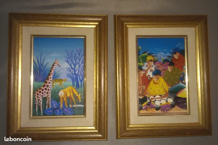 lot de 3 petites toiles signées et encadrées - photo numéro 2