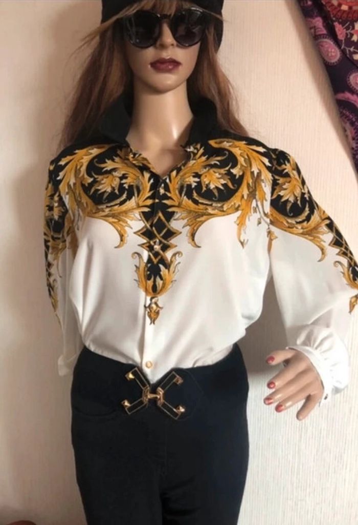 Vintage baroque pattern shirt / Chemise vintage motif baroque Françoise de France - photo numéro 7