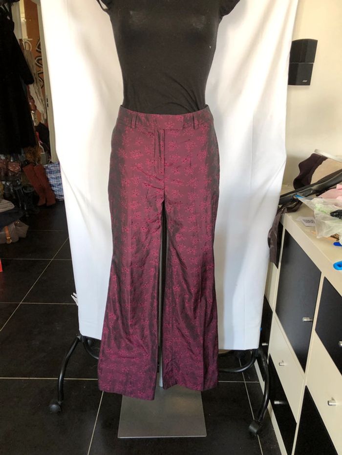 Pantalon violet en satin taille 34 comme neuf