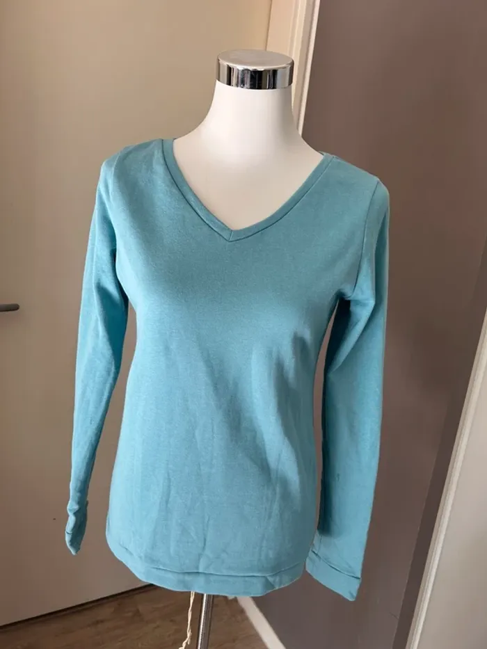 Sweat pull fin bleu coton femme, taille 1/36