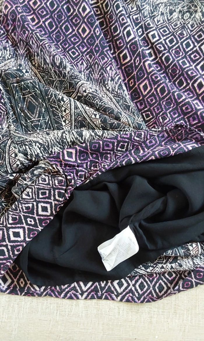 Robe fluide imprimée noire violet Taille unique (du 34 au 38 )et sa ceinture - photo numéro 15