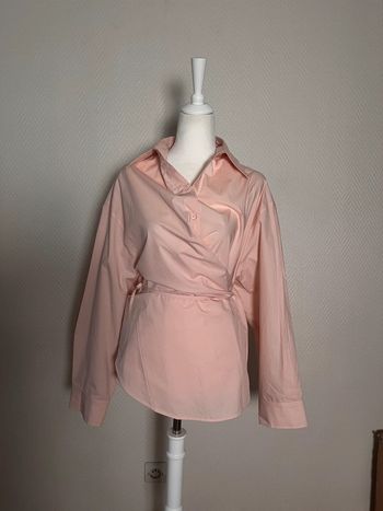 100% cotton COS pastel coral wrap shirt 36 S