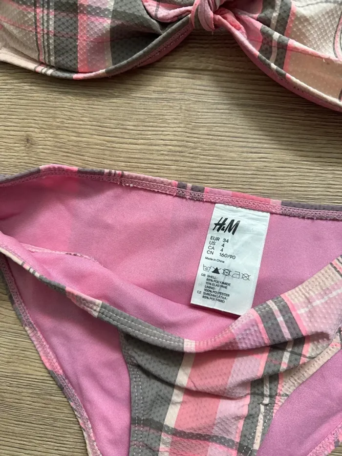 Maillot de bain rose gris 2 pièces - photo numéro 2