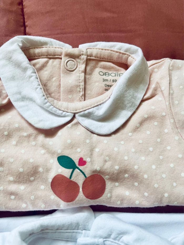 Lot body manches courtes avec col-Taille 3 mois-Obaïbi - photo numéro 4