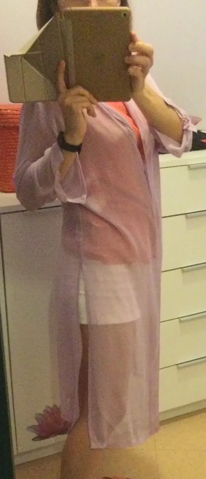 Chemisier long lilas parme T40 - photo numéro 2