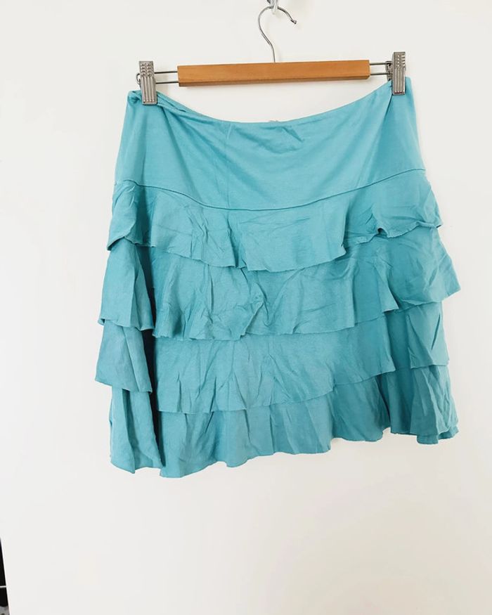 Jupe courte à volants turquoise - Etam - photo numéro 2