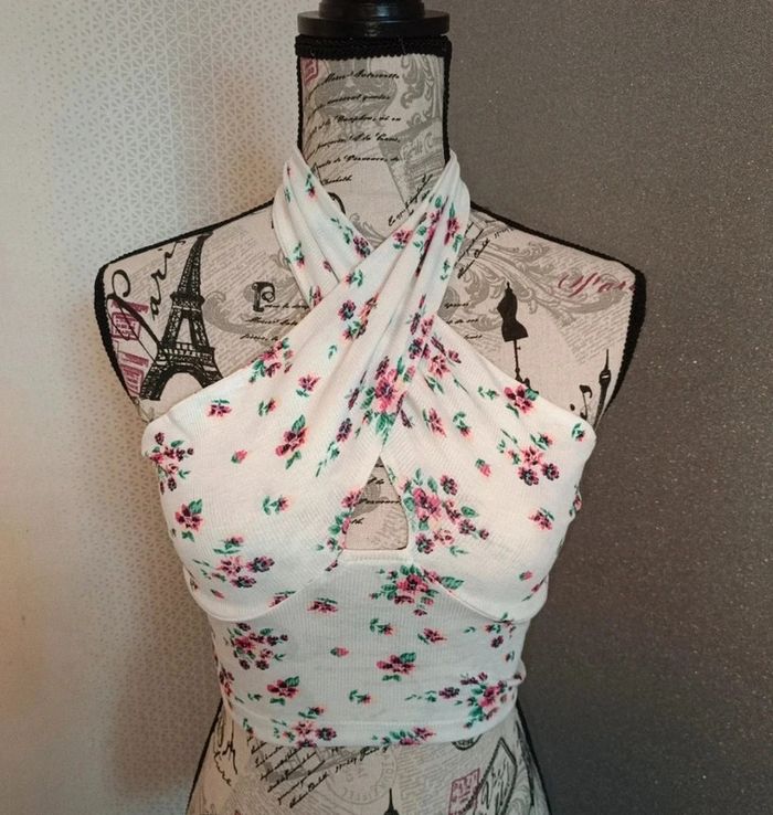 Crop top fleurie femme