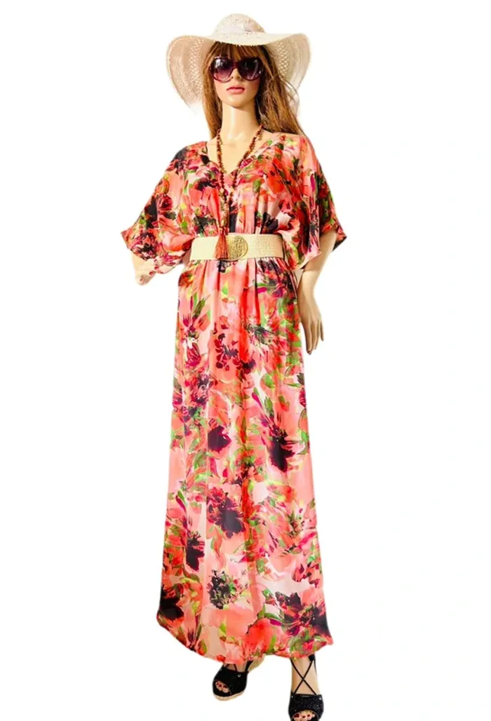 🌺🌿Robe longue bohème 38/40 Cream CREliza Peach Flower boho maxi dress🌿🌺 - photo numéro 6