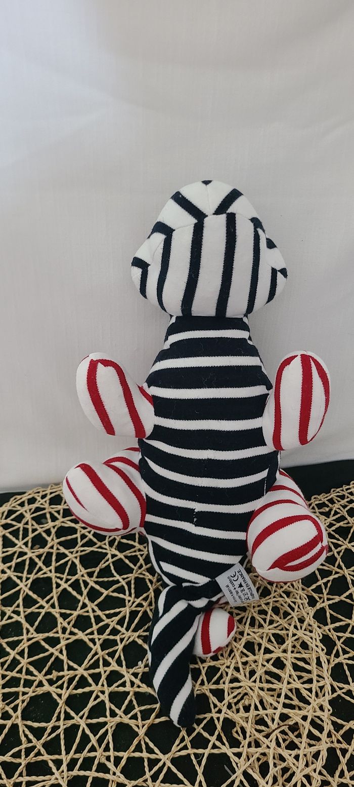 Peluche/Doudou Tyrannosaure Rex Dinosaure Bleu Blanc Rouge  Armor Lux - photo numéro 5
