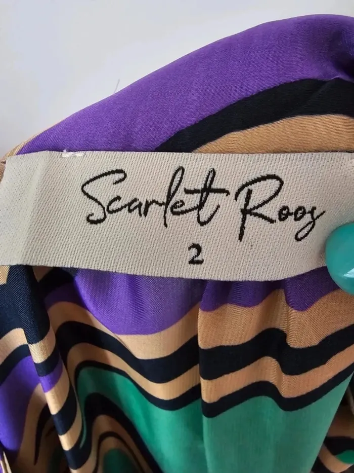 Scarlet Roos - Robe Longue Fluide Motif Rétro - Taille M - Excellent État - photo numéro 4