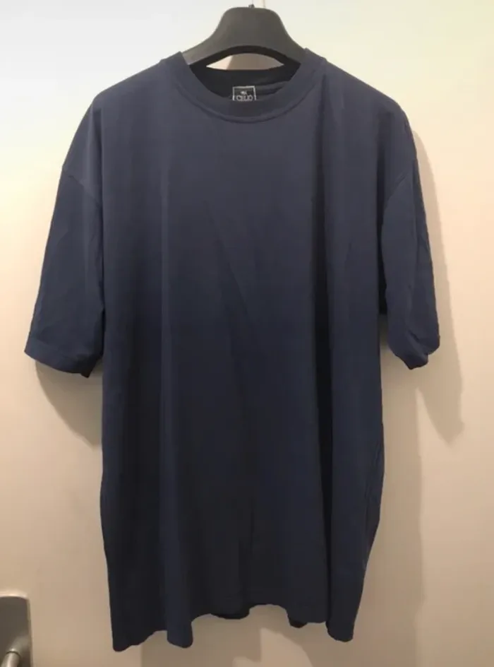 T-shirt celio homme imprimé sur le dos bleu manches courtes taille L
