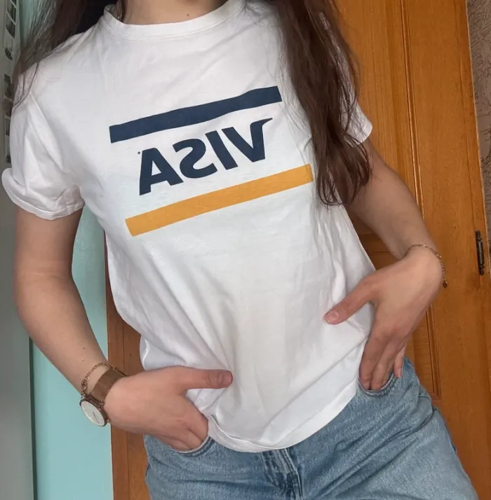 t-shirt blanc pull&bear Visa taille S