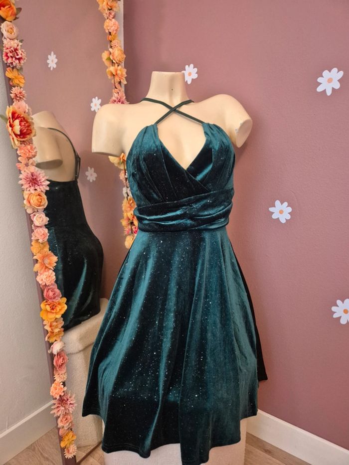 Robe pailleté verte L