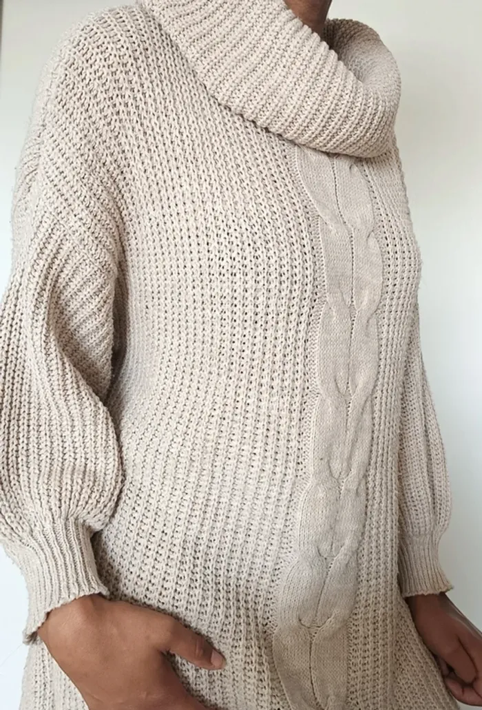 Robe pull col roulé beige T38 - photo numéro 2