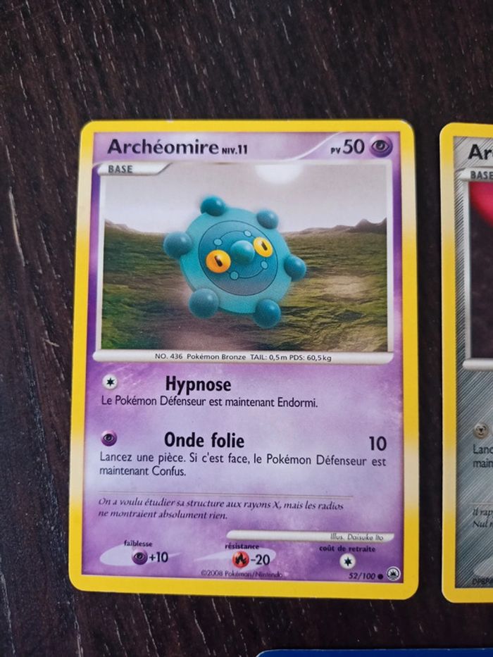 Lot de 3 cartes Pokémon Archéomire 52/100 , 74/123 , 55/100 - photo numéro 3