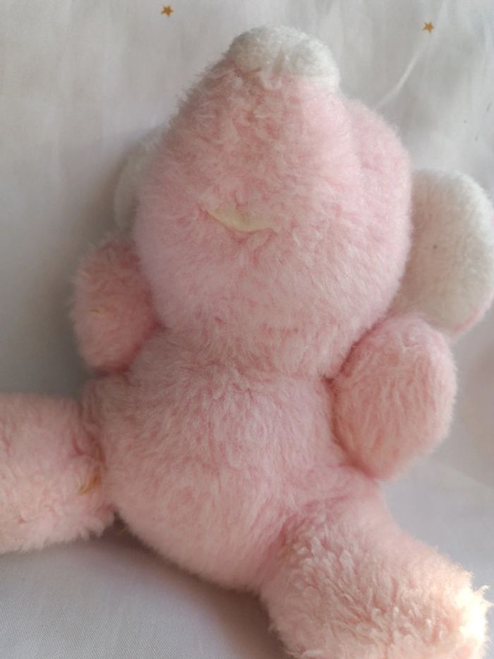 Petite peluche small doudou plush éléphant souris mouse rose pink ajena vintage vtg boulgom hochet - photo numéro 2