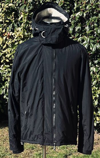 Manteau à capuche noir doublé polaire Superdry pour homme, taille XXL