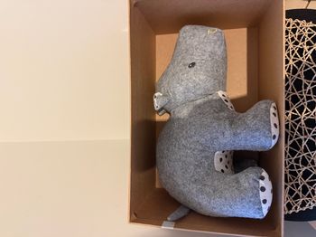 Peluche en feutrine grand hippopotame gris 35cm coffret cadeau Premaman