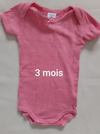 body manches courtes rose fille - Petit Bateau - 3 mois