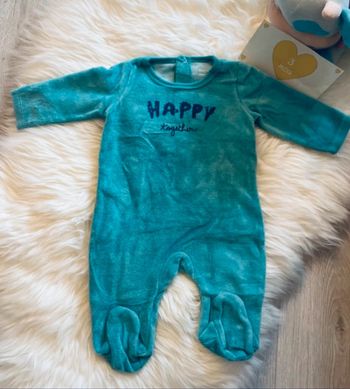 3 mois - pyjama velours bleu