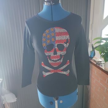 T-shirt Manches longues avec diamants tête de mort 10 ans fille I'm sweet