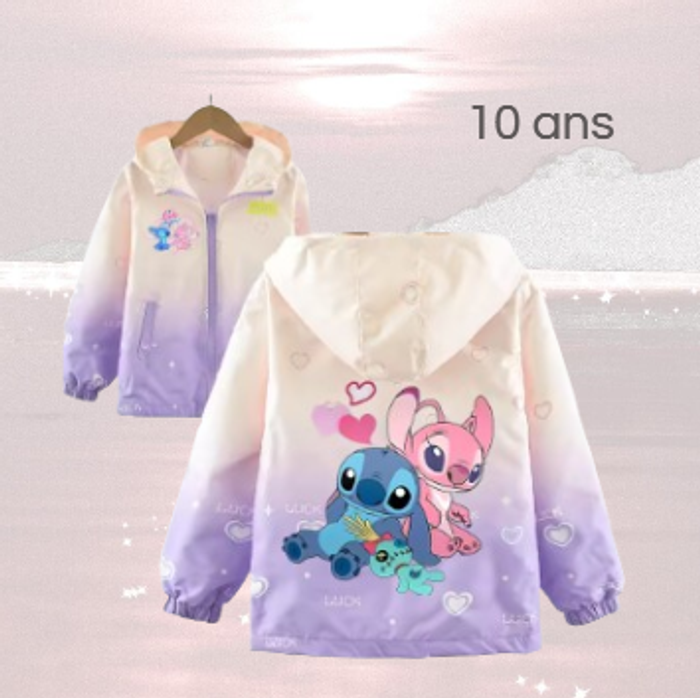 Veste coupe vent Angel Stitch violet à capuche 10 ans