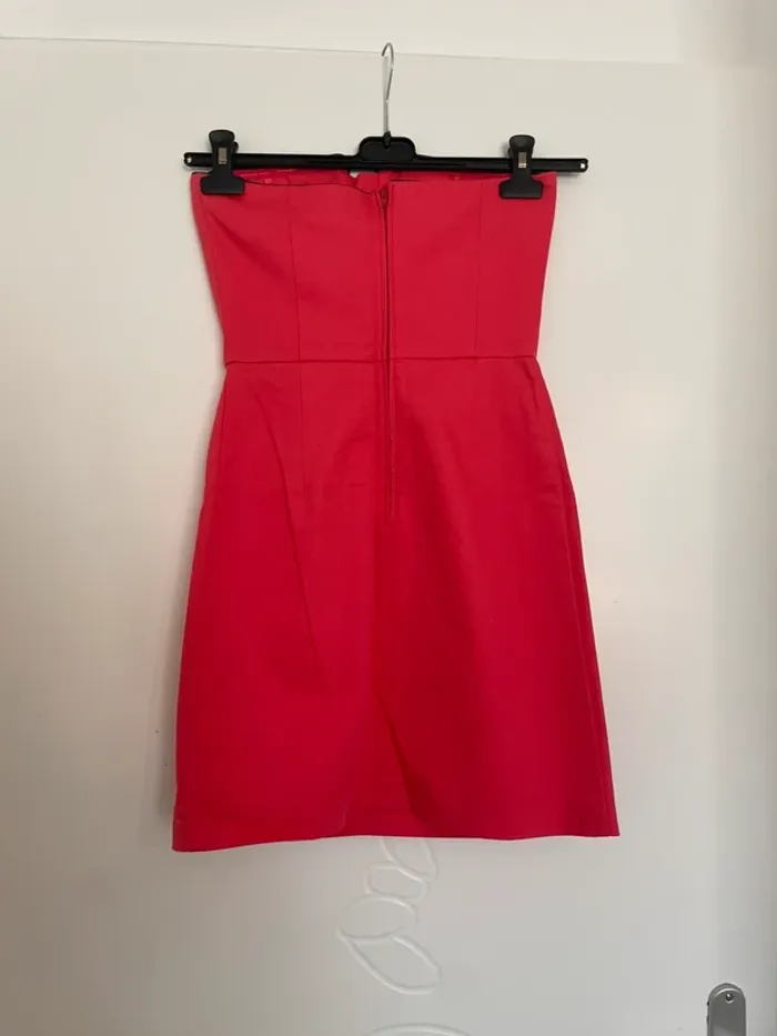 Robe bustier Naf Naf taille 34 corail bordure bleu marine - photo numéro 4