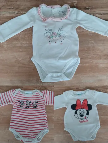 Lot de 3 magnifiques bodies manches longues - fille - 1 mois