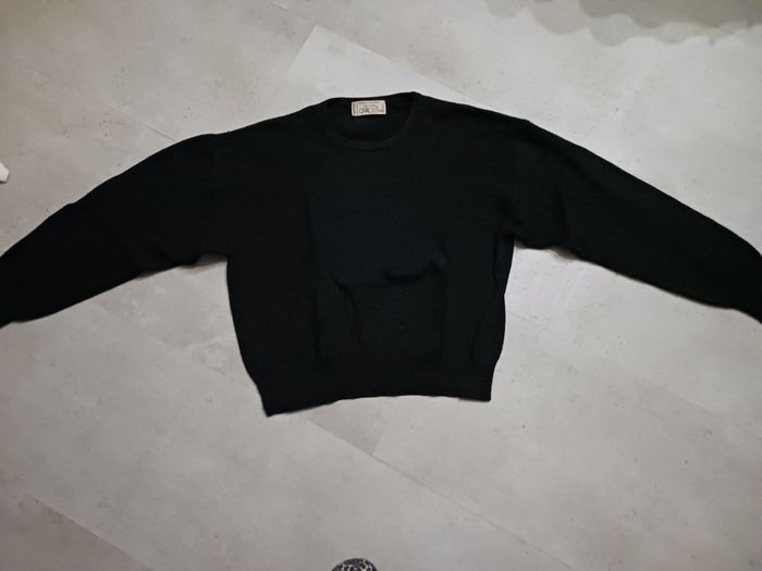 pull noir col rond Taille unique laine angora Les tricots Caroll Neuf - photo numéro 2