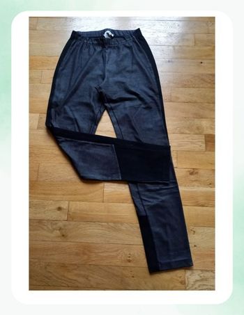 Leggings habillé noir bi matières initiation cuir taille 40